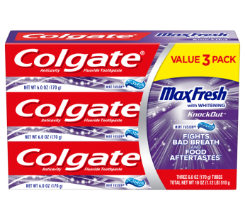 Colgate MaxFresh KnockOut Toothpaste Mint Fusion – 6.0 Ounce (3 Pack)